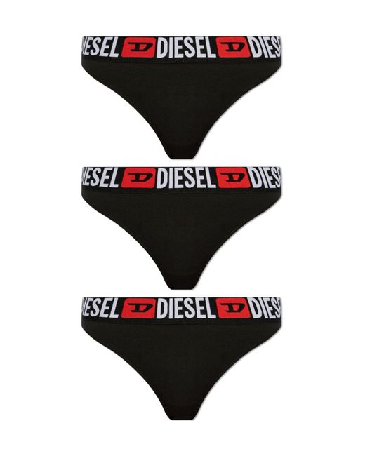 DIESEL Black Ufst-Stars Thongs (Pack Of Three)