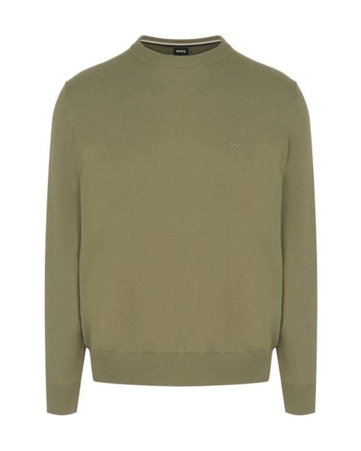 Boss Green Embroidered Logo Cotton Sweater for men