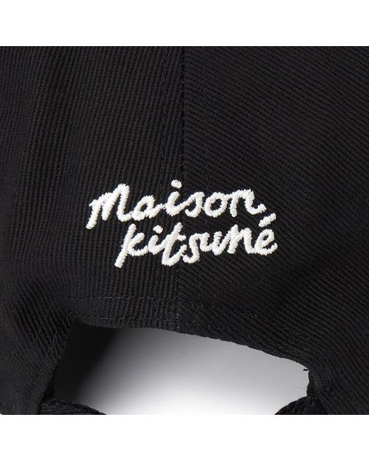 Maison Kitsuné Black Embroidered-Logo Patch Cap for men