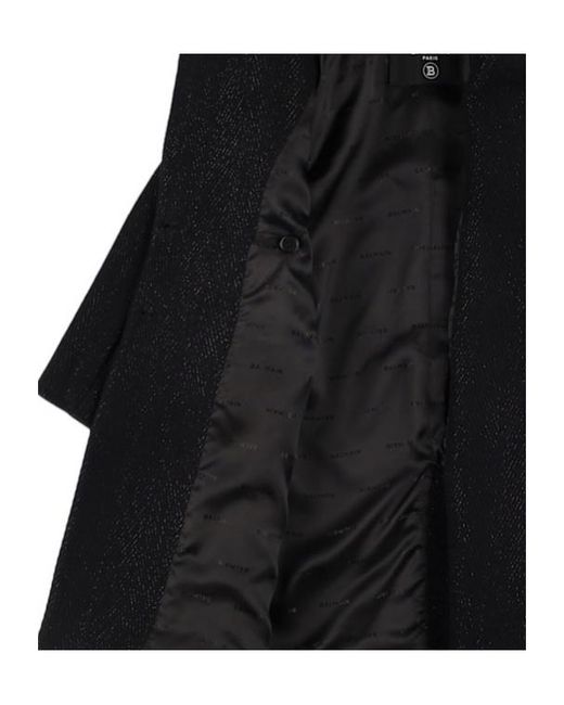 Balmain Black Wool Blend Coat