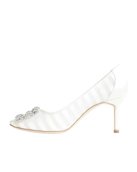 Manolo Blahnik White Pointed-Toe High Heels