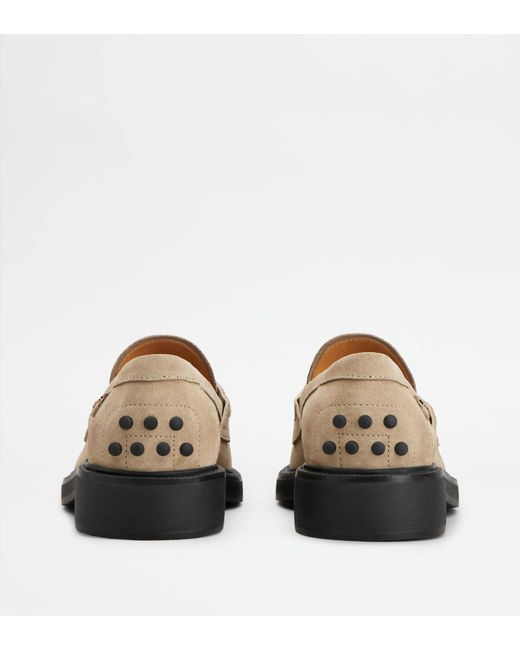 Tod's Brown Penny-Slot Suede Loafers