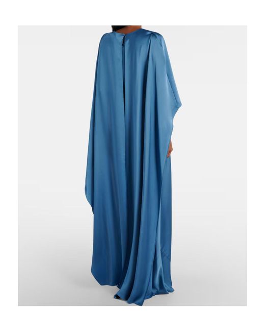 Jonathan Simkhai Blue Izel Caped Satin Gown