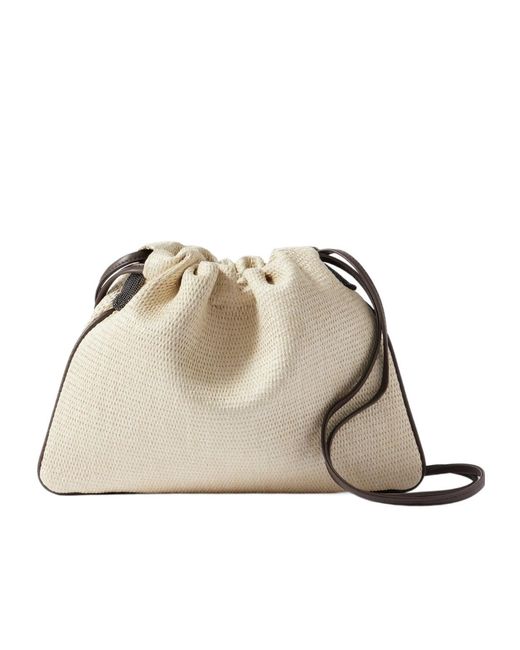 Brunello Cucinelli Natural Rectangular Shoulder Bag