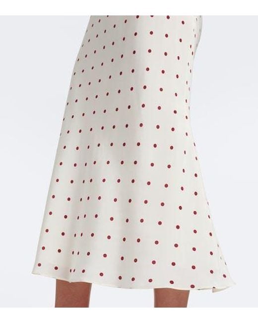 Alessandra Rich White Ruffled Polka-Dot Silk Midi Dress
