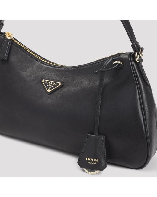 Prada Black Logo Charm Shoulder Bag