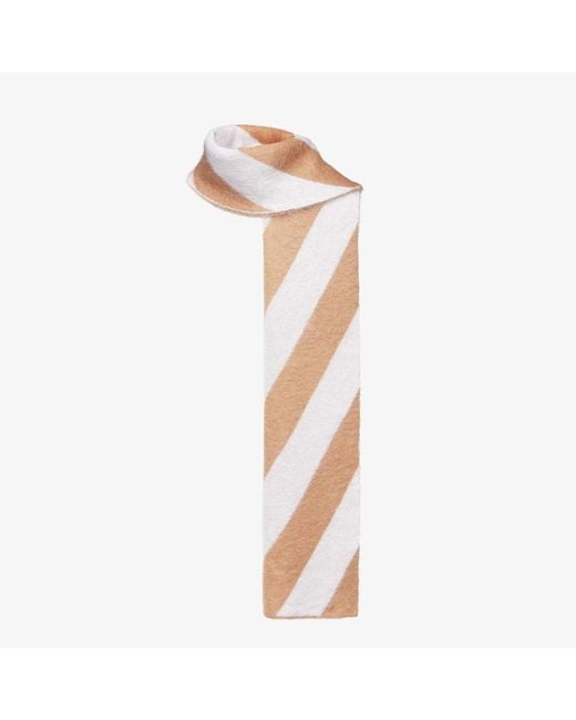 Fendi White Striped Mohair-Blend Scarf for men