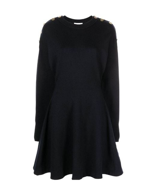 McQueen Black Buckle Shoulder Mini Dress