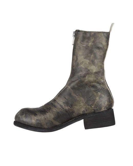 Guidi Brown Pattern Front Zipper Boots for men