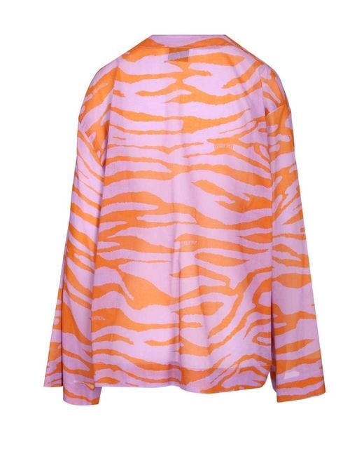 The Attico Pink The V-Neck Animal Print Top