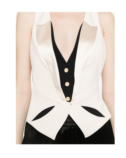 Elisabetta Franchi Natural Button Sleeveless Waistcoat