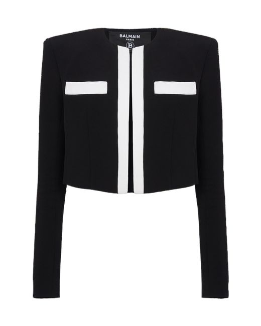 Balmain Black Cropped Spencer Jacket