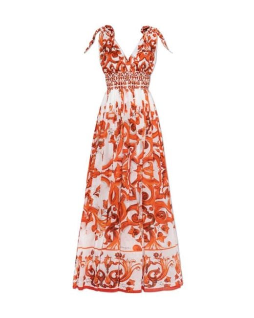 Dolce & Gabbana Red Majolica Printed Dress