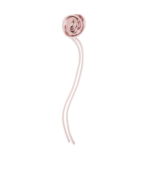 Max Mara White Floral-Detail Long-Streamer Brooch