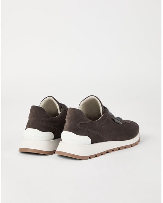 Brunello Cucinelli Brown Round-Toe Lace-Up Trainers