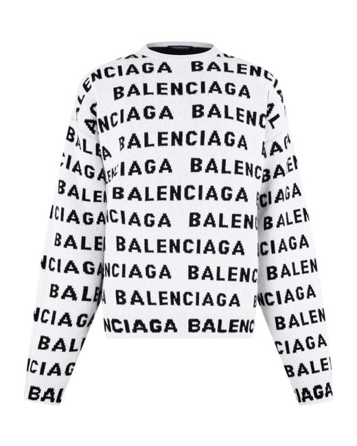 Balenciaga White Logo Long Sleeve Sweater for men