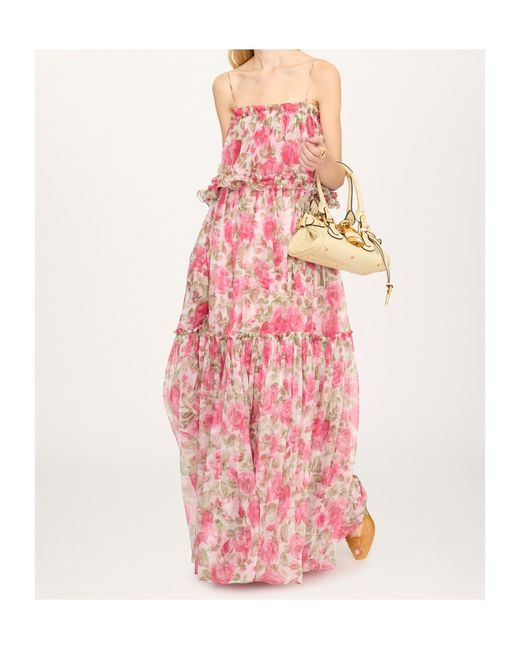 Chloé Pink Thin-Strap Long Dress