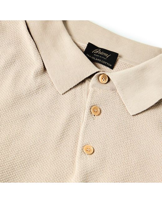 Brioni Natural Short Sleeve Polo Shirt for men