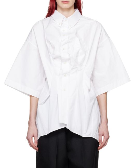 Maison Margiela Gray Runched Collared Short-Sleeve Shirt