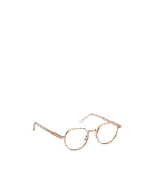 Zegna White Geometric Frame Glasses for men