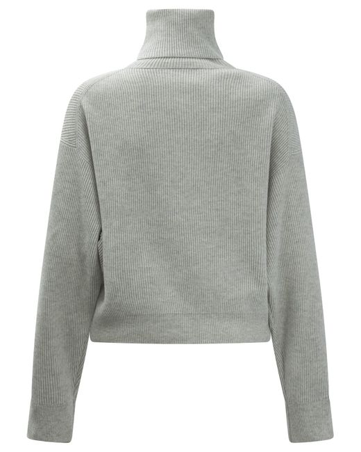 Brunello Cucinelli Gray Roll-Neck Ribbed-Knit Jumper