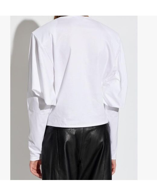 IRO White Arum Ruffled Long-Sleeve T-Shirt