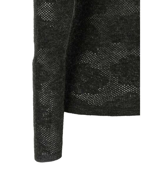 Brunello Cucinelli Black Flower Lace Sweater