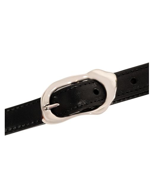 McQueen White Molten Thin Leather Belt
