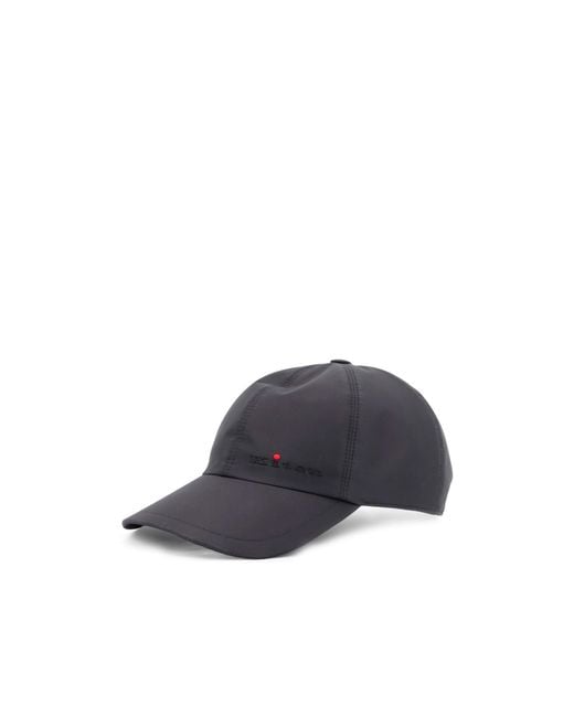 Kiton Blue Nylon Hat With Embroidered Logo On The Front for men