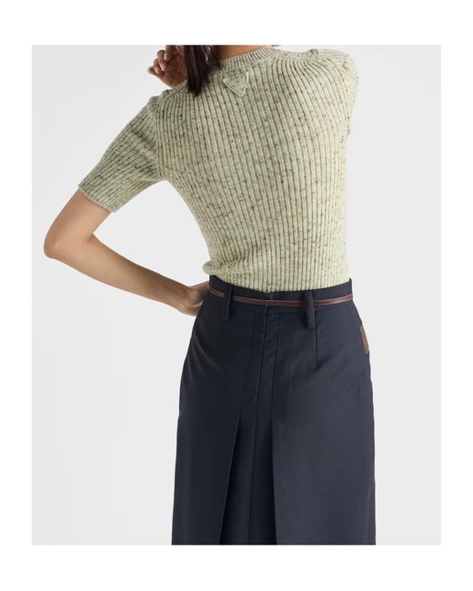 Prada Green Short-Sleeved Crewneck Jumper