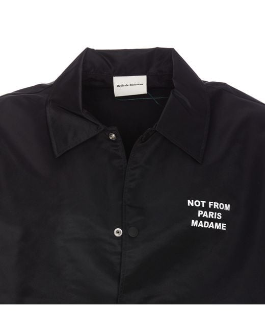 Drole de Monsieur Black Drôle De Monsieur Slogan Coach Jacket for men