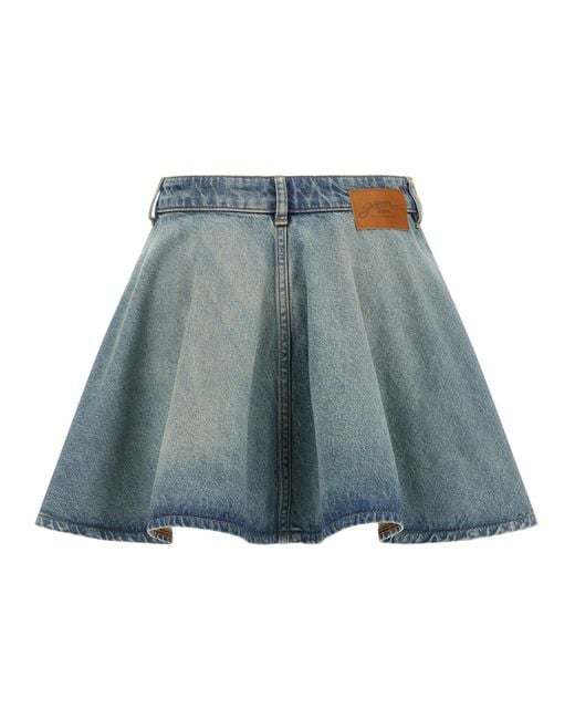 Ganni Blue Tint Rigid Denim Skirt
