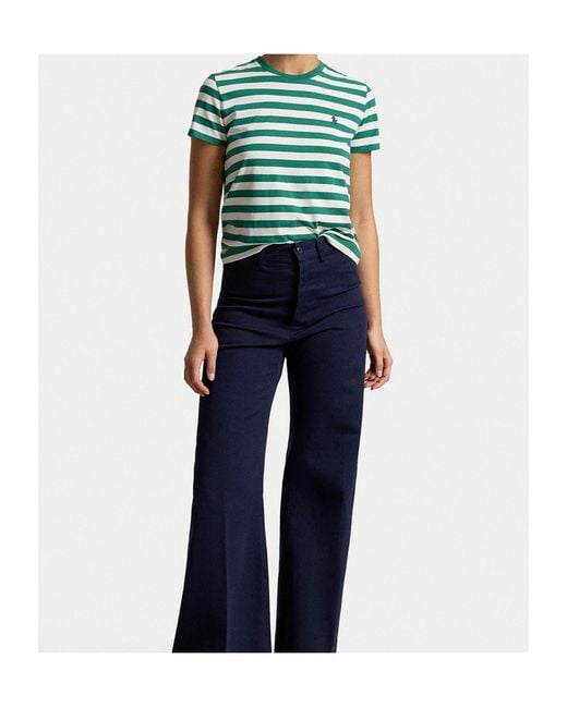 Polo Ralph Lauren Green Striped Embroidered-Logo T-Shirt