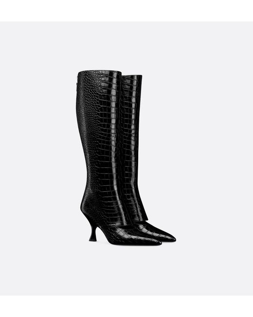 Dior Black Century Embossed Heeled Boots