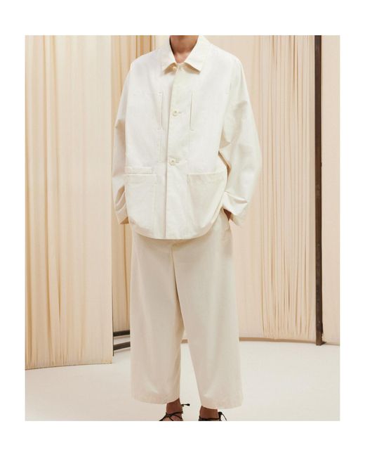 Lemaire White Straight Hem Shirt Jacket for men