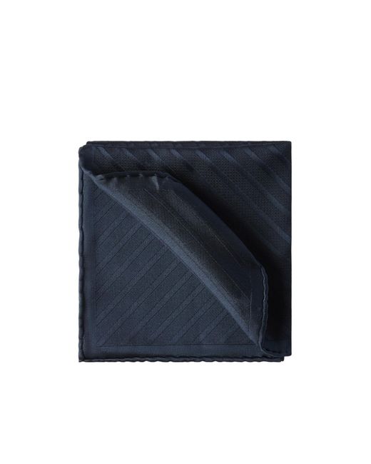 Brunello Cucinelli Blue Stripped-Pattern Silk Pocket Square for men