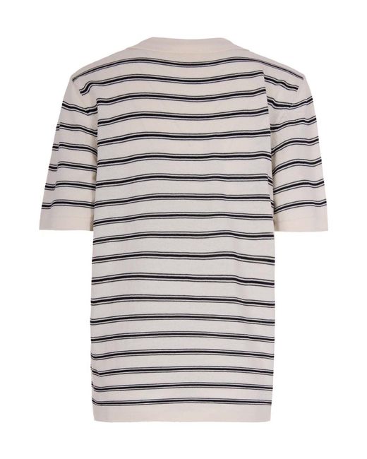 A.P.C. Gray Short Sleeve Striped Knitted Polo Shirt for men