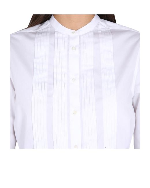 Aspesi White Peplum Buttoned Long-Sleeved Shirt