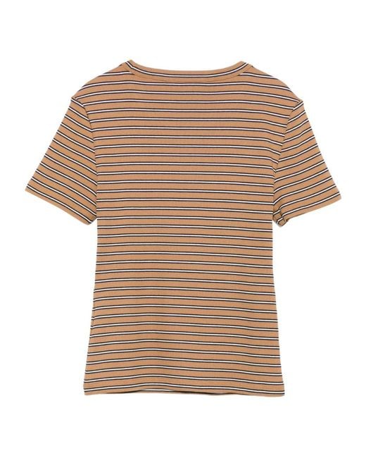 Veronica Beard Natural Pruitt Striped Ribbed T-Shirt
