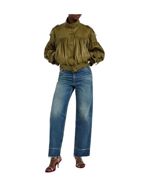 Chloé Green Cropped Leather Jacket