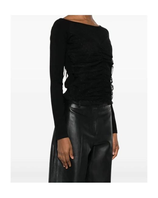 Twinset Black Ruffled Polka-Dot Blouse