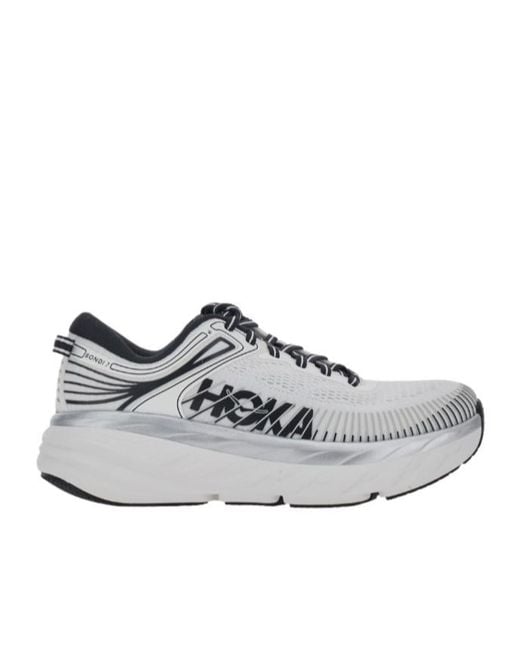 Hoka One One Gray Bondi 7 Cushioned Running Shoes for men
