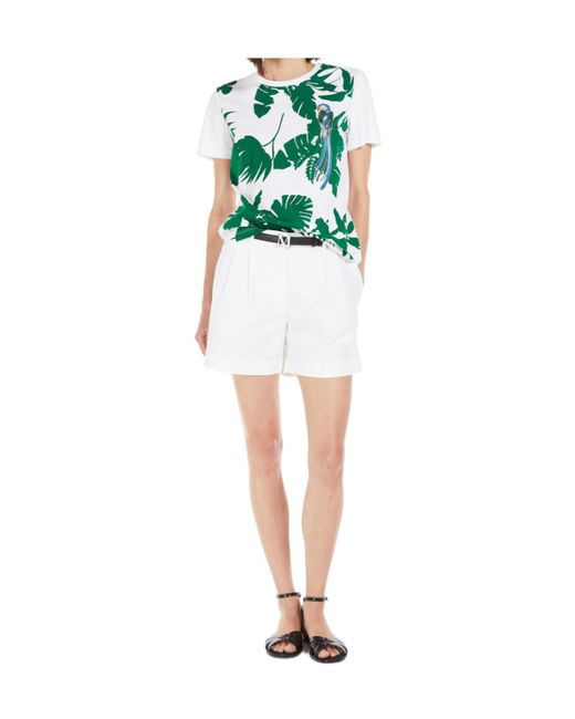 Max Mara Studio Embellished Crewneck T-Shirt in Green | Lyst