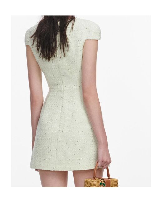 Self-Portrait White Sp Lime Boucle Mini Dress
