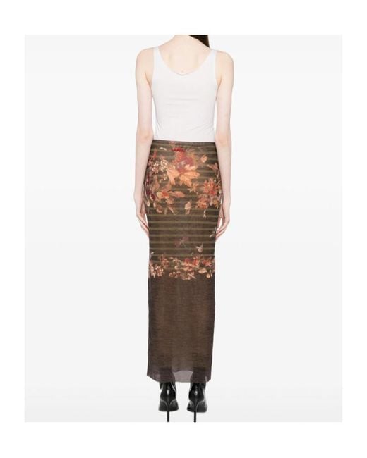 Jean Paul Gaultier Brown Floral-Print Skirt