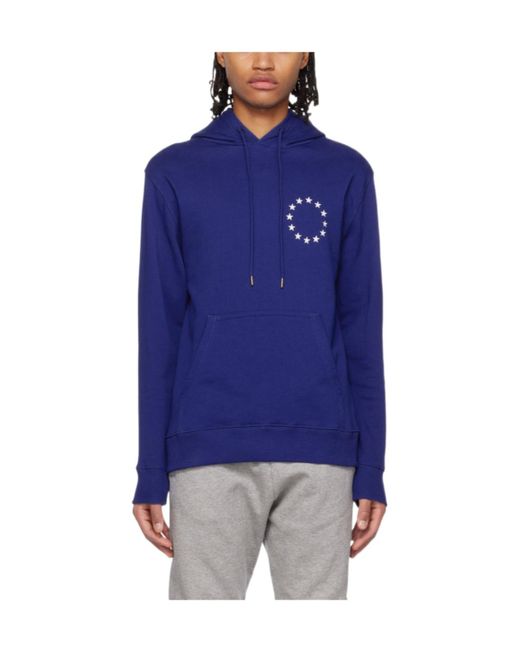 Etudes Studio Blue Europa-Print Organic Cotton Hoodie for men