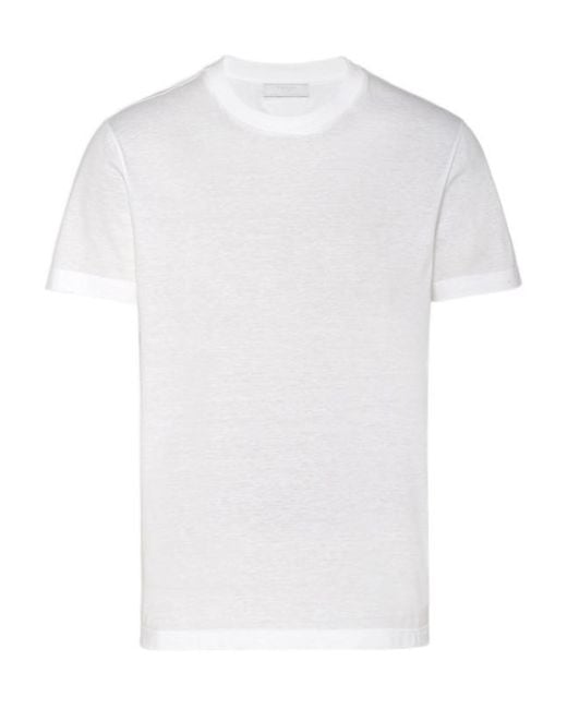Prada White Logo-Patch Crewneck Three-Pack T-Shirts for men