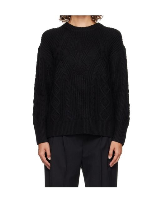 Loulou de Saison Black Silva Cable Knit Sweater