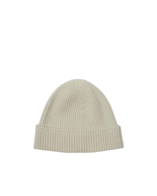 Burberry White Logo Embroidered Ribbed-Knit Beanie for men