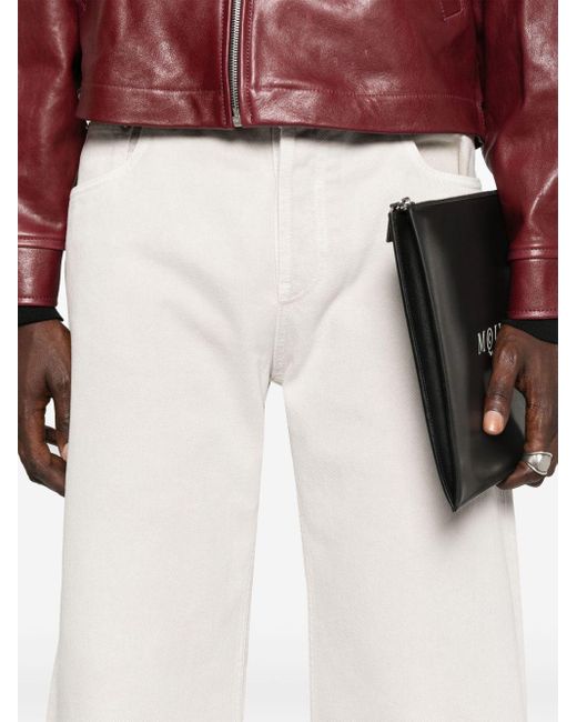 McQueen White Logo Patch Wide-Leg Jeans for men